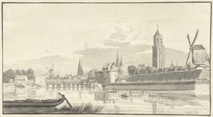 El Kamperpoort en Zwolle de Pieter Jan van Liender (attributed to)
