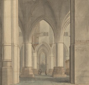Coro y Ambulatorio Norte de la Iglesia de San Bavón, Haarlem de Pieter Jansz. Saenredam