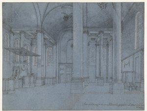 Vista del interior de Nieuwe Kerk, Haarlem, visto desde el extremo este del pasillo norte mirando al oeste de Pieter Jansz Saenredam