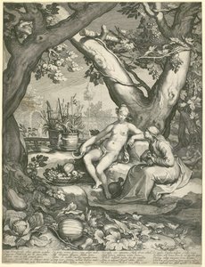 Vertumno tomando la figura de una anciana para ganar el amor de Pomona, 1605 de Pieter Janszoon Saenredam