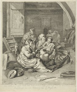 Interior con la familia de un granjero de Pieter Leonard Delfos