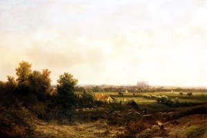 Un pastor y su rebaño cerca de Haarlem de Pieter Lodewijk Francisco