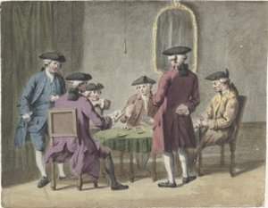 Señores jugando a las cartas en el interior de Pieter Louw
