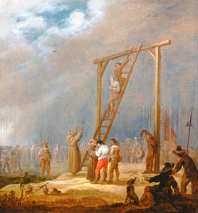 Una ejecución en la horca (óleo sobre tabla) de Pieter Meulener