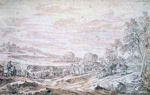 Paisaje con segadores, c1615-1661 de Pieter Molijn