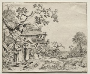 Paisaje con dos campesinos conversando de Pieter Molyn
