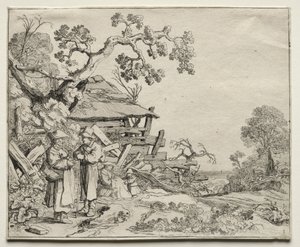 Paisaje con dos campesinos conversando, 1626 de Pieter Molyn