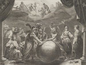 Plato 12: Alegoría sobre la discordia en Francia, de Caspar Barlaeus, Medicea Hospes, 1638 de Pieter Nolpe