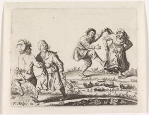 Dos parejas de campesinos bailando de Pieter Nolpe