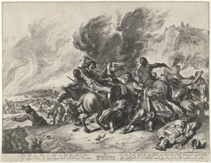 Batalla: el mes de agosto y el elemento fuego
Cuatro de agosto (título en el objeto)
Paisajes con los meses, elementos y estaciones (título de la serie) de Pieter Nolpe
