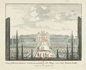 Vista de la casa de campo Clingendael en La Haya
Uitgeleesene Gesichte van het Wijdvermaarde Loo als andere vorstelijke Huisen (título de la serie)
Admirandorum quadruplex spectaculum (título de la serie) de Pieter Schenk (I)
