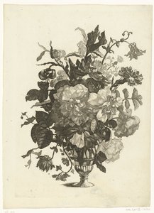 Jarrón de cristal con flores
Jarrones con ramos de flores (título de la serie) de Pieter Schenk (I)