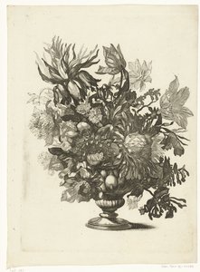 Jarrón de cristal con flores
Jarrones con ramos de flores (título de la serie) de Pieter Schenk (I)