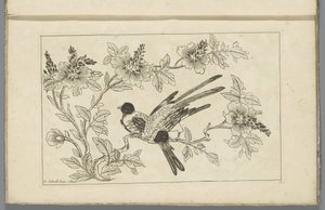 Dos pájaros sobre una rama en flor
Flores y pájaros chinos (título de la serie)