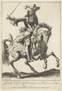 Retrato ecuestre de Carlos V Leopoldo, duque de Lorena de Pieter Stevens (vermeld in 1689)