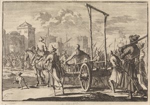 Llegada de Stepán Razin y su hermano Frol en una jaula de hierro en Moscú, 1671, 1698