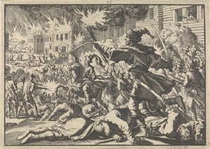 Luchas en las calles de Moscú entre rusos y polacos en 1611, 1698 de Pieter Van der Aa