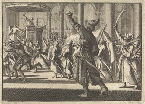 Los polacos en la iglesia de Riddarholm en Estocolmo, 1698 de Pieter Van der Aa