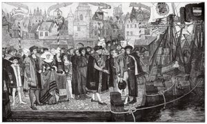 Comercio de azúcar, Amberes, c1510-20 (grabado) de Pieter Verhaert