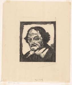Retrato de Joost van den Vondel de Pieter Willem van Baarsel (signed by artist)