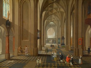 Interior de una iglesia (cobre al óleo) de Pieter and Coques Gonzales (1614 84) Neefs II