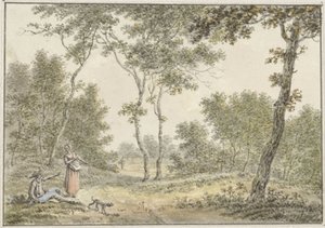 Paisaje forestal con algunas figuras