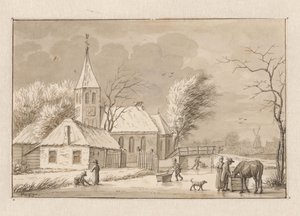 Paisaje invernal junto a una iglesia de Pieter de Goeje