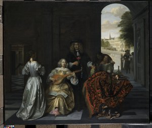 A Music Party (óleo sobre lienzo) de Pieter de Hooch