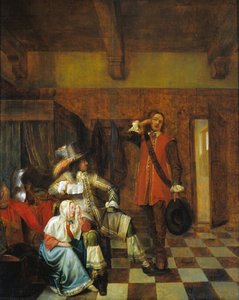 El portador de malas noticias - El portador de malas noticias - Hooch, Pieter, de (1629-1684) - c. 1655 - Óleo sobre tabla - 67,8x56 cm - Museu Nacional d