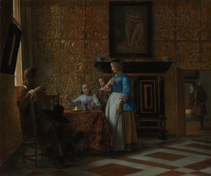 Tiempo de ocio en un entorno elegante, ca. 1663-65 de Pieter de Hooch
