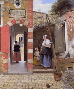 El patio de una casa en Delft de Pieter de Hooch