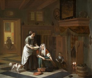 La chimenea, circa 1670-1675 de Pieter de Hooch