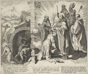 Catharina biddend / Visioen van Catharina / Catharina wordt Dominicanes Scènes uit het leven en wonderen van de Heilige Catharina van Siena (título de la serie) Vida, muerte y milagros seleccionados de B. Catalina la Mayor (...) (título de la serie)