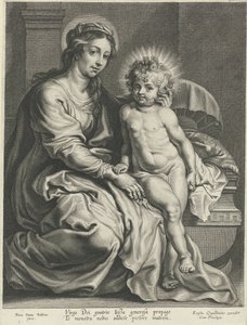 María con el Niño Jesús en el pesebre