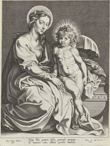 María con el Niño Jesús en el pesebre