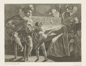 Compañía haciendo música a la luz de las antorchas, c. 1600 de Pieter de Jode (I)
