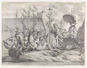 Espectáculo con el Carro de Neptuno Entrada gozosa del Cardinal-Infant en Gante, 1635 (título de la serie) de Pieter de Jode (II)