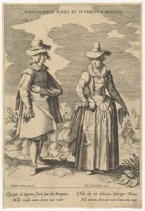 Adolescentis Angli et Iuvenculae Habitus, de Modas de Diferentes Naciones, s.f. de Pieter de Jode I