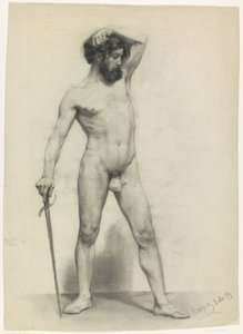 Desnudo masculino de pie con espada, a la derecha de Pieter de Josselin