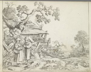 Paisaje con un granjero y su esposa. Paisajes con figuras (título de serie) Espejo de la Naturaleza y Escuela de Dibujo (...) (título de la serie)
