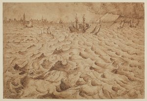 Una tormenta en el río Escalda con vista de Amberes, 1562 - 1563