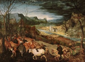 El regreso del rebaño (Otoño) de Pieter Bruegel the Elder
