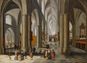 Interior de una catedral con figuras de Pieter the Elder Neefs