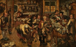 El abogado campesino (óleo sobre tabla) de Pieter the Younger (after) Brueghel