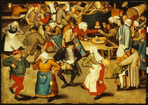 La danza de la boda en interiores de Pieter Brueghel the Younger