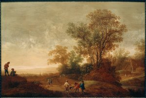 Paisaje fluvial con grupo de caza de Pieter van Asch