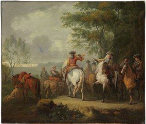 Caballeros partiendo en un viaje de Pieter van Bloemen