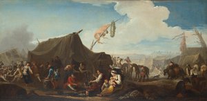 Vida de campamento con tienda sutler de Pieter van Bloemen