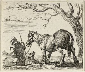 Granjero con caballo de Pieter van Laer
