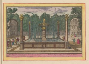 Fuente del Extracto de Espina en los Jardines del Palacio Real de Aranjuez Fuente del Harpyen y el Toonpluysertjen en Aranjues (título sobre objeto) Theatrum Hispaniae (...) (título de serie) de Pieter van den Berge